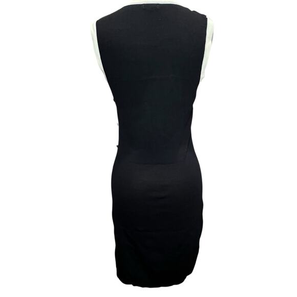 La Madona Y2K Tank Knit Dress M Black White Buttons Stretch Sporty Minimalist - Picture 4 of 13